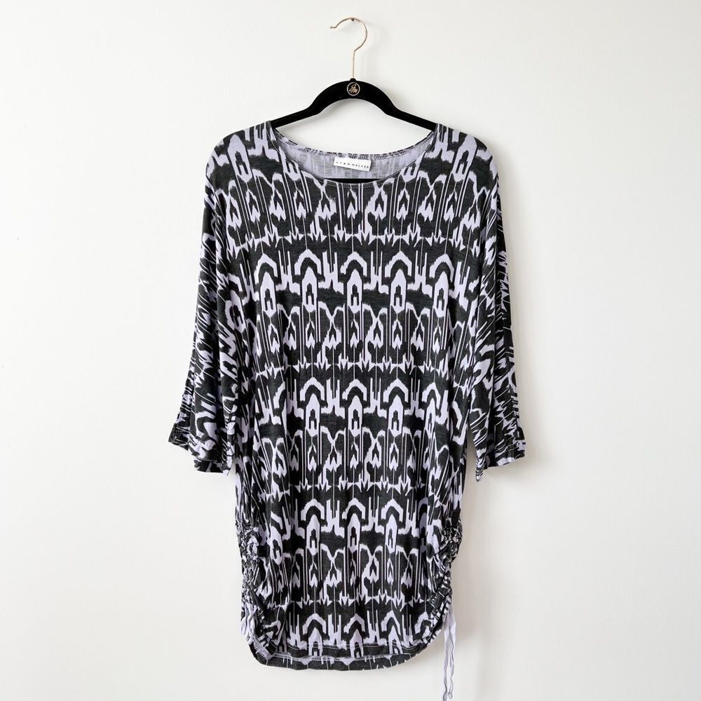 Bryn Walker purple & black ikat print art to wear tunic‎ dress